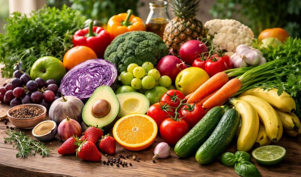 fruits-legumes-table-bois-rustique