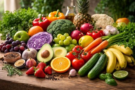 fruits-legumes-table-bois-rustique