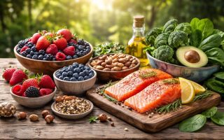 table-aliments-frais-noix-legumes-soleil