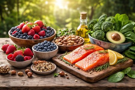 table-aliments-frais-noix-legumes-soleil