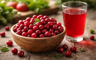 bol-canneberges-verre-jus-table-bois