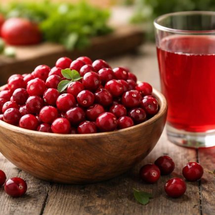 bol-canneberges-verre-jus-table-bois