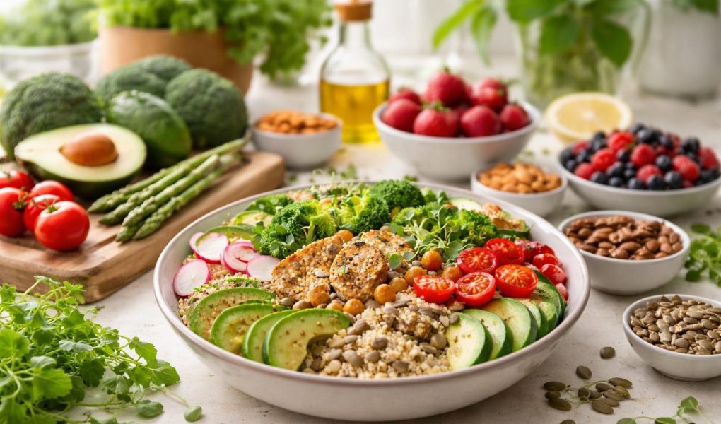 table-aliments-naturels-legumes-fruits