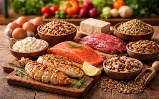 table-bois-proteines-poulet-legumineuses