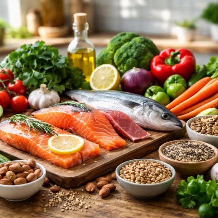 legumes-poissons-noix-table-bois