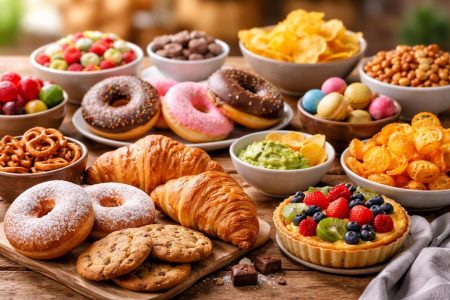 patisseries-snacks-sucre-sale-table-bois