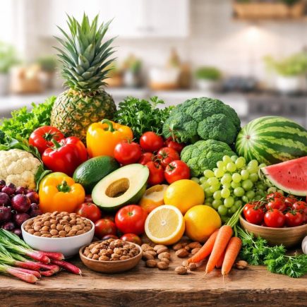fruits-legumes-noix-table-bois