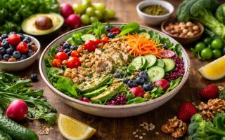 table-bois-salade-legumes-fruits