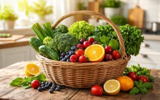 panier-legumes-fruits-table-bois