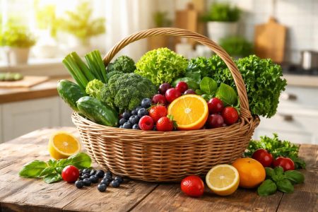 panier-legumes-fruits-table-bois