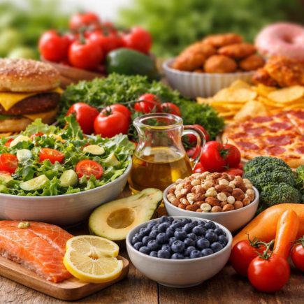 aliments-varies-table-bois-lumiere-naturelle